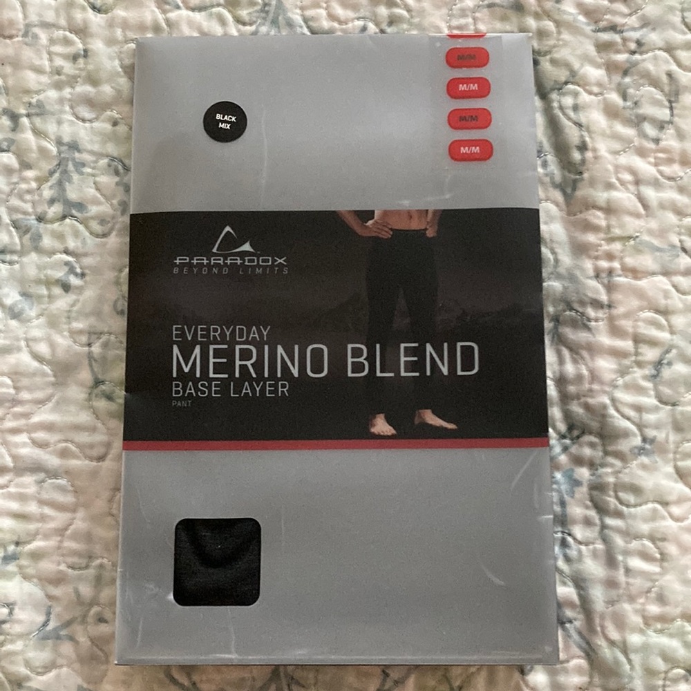 Mens Paradox Merino Blend Base Layer PantBlack Sz Med